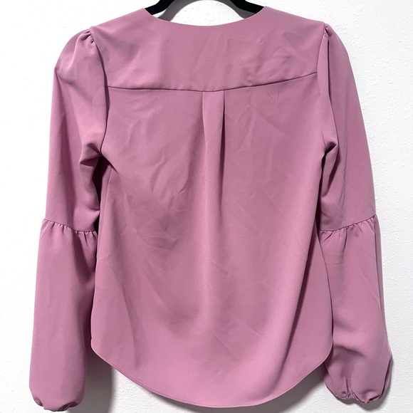 Bar III Pink Wrap Blouse with Bishop Sleeves XS - Picture 4 of 8